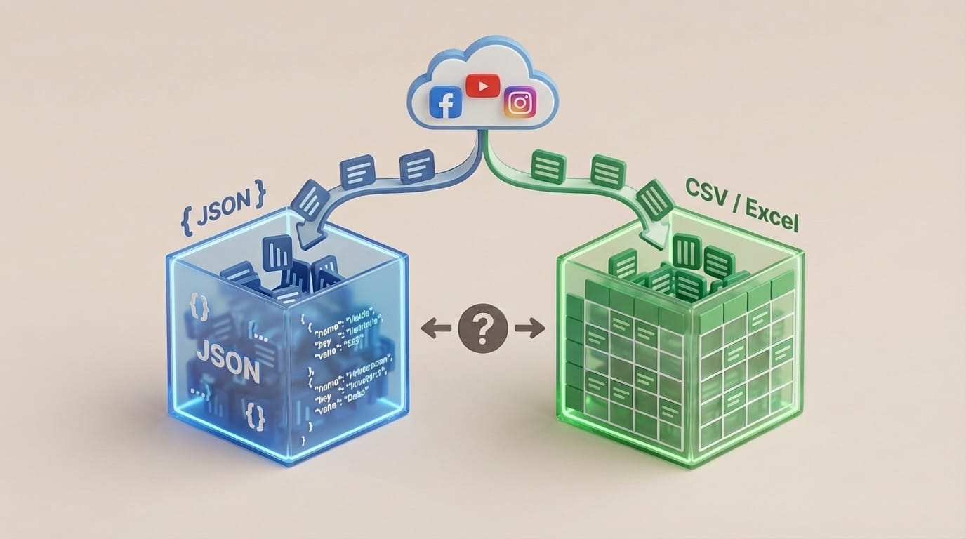 JSON vs. CSV/Excel: Which Format Should You Export for Your Social Media Data?